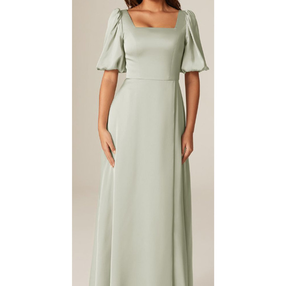 AW BRIDAL 2 XS Sage Green Etta satin wedding guest bridesmaid maxi dress NEW b69 - Picture 1 of 9